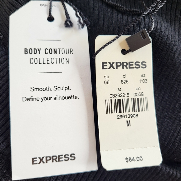 Express Body Contour Collection Off Shoulder Black Ribbed Sweater - Picture 4 of 9